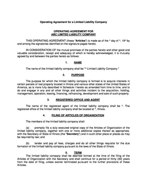 Legalzoom Operating Agreement Template