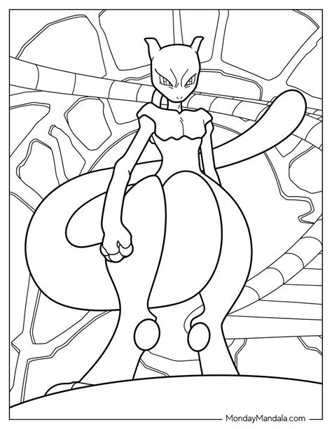 Legendary Pokemon Mewtwo Coloring Page