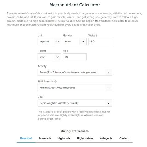 Legion Macro Calculator Tracking Results