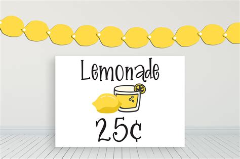 Lemonade 25 Cents Sign Printable