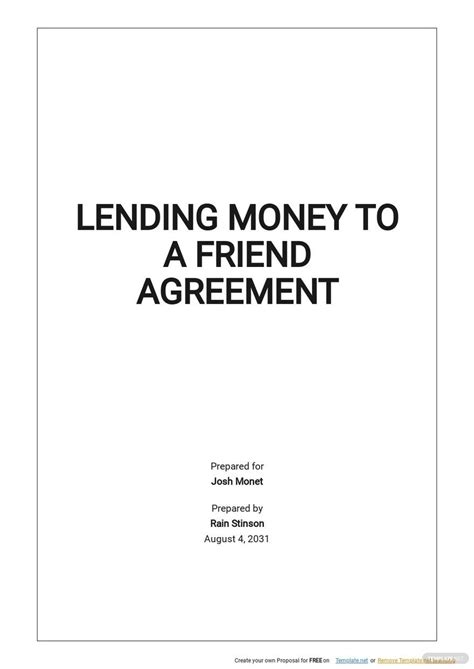 Lending Friends Money Contract