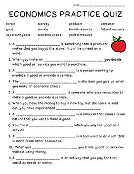 Lesson 2 Our Economic Choices Worksheet Answers
