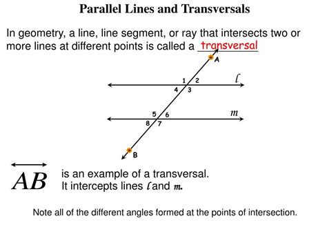 Lesson 2.6 Parallel Lines cut by a Transversal ppt video online