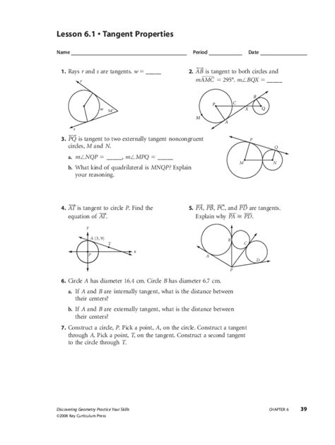 Master the Magic of Tangent Properties with Lesson 6.1 Answer Key: Crack the Code to Mathematical Excellence!