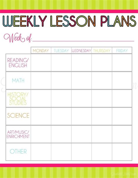 Lesson Plan Calendar