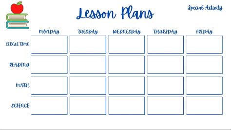 Lesson Plan Template Preschool Free