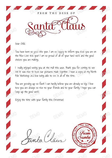 Letter From Santa Template Pdf Letter from Santa Template Ideas
