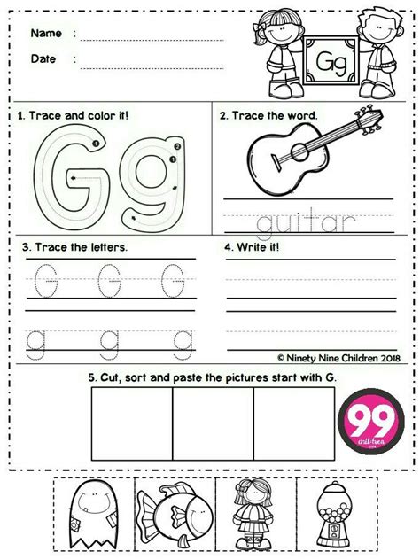 Letter G Cut And Paste Worksheets
