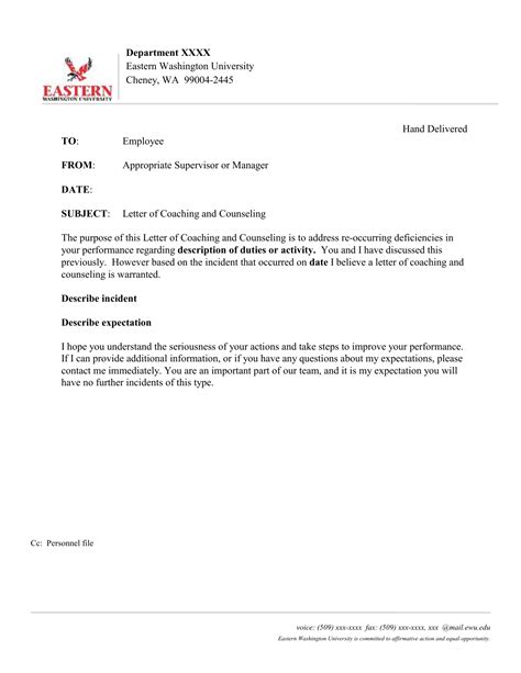 Letter Of Counseling Template