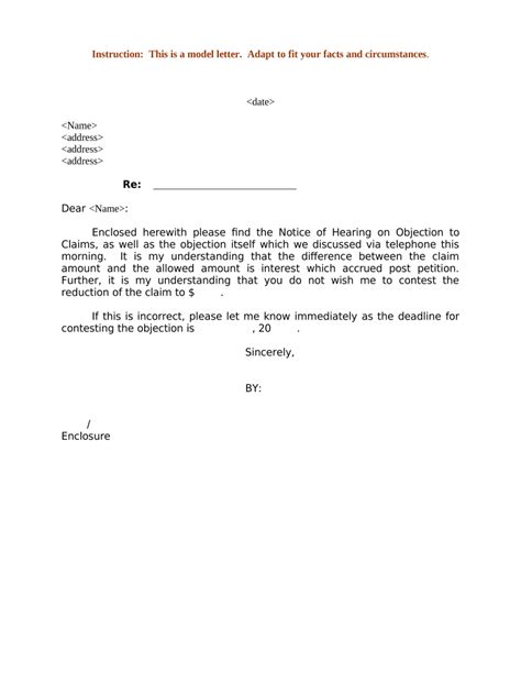 Letter Of Objection Template