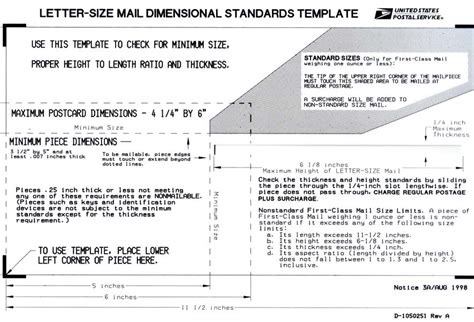 Letter Size Mail Dimensional Standards Template