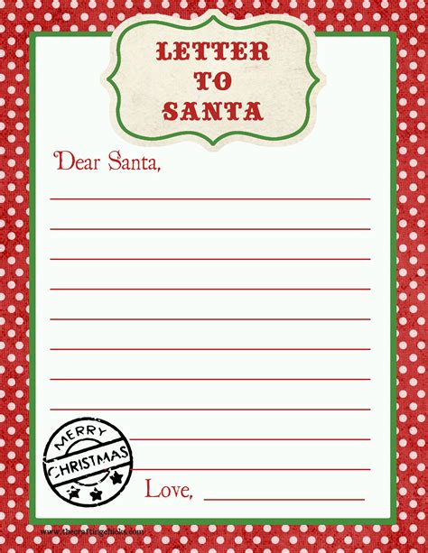 Letter To Santa Template Free Printable