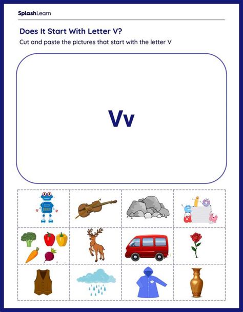 Letter V Cut And Paste Worksheets