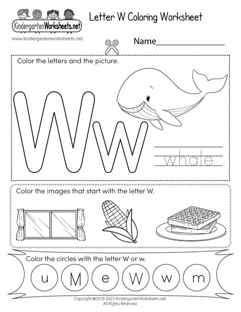 Letter W Worksheets Kindergarten
