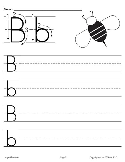 Letter B Writing Worksheets