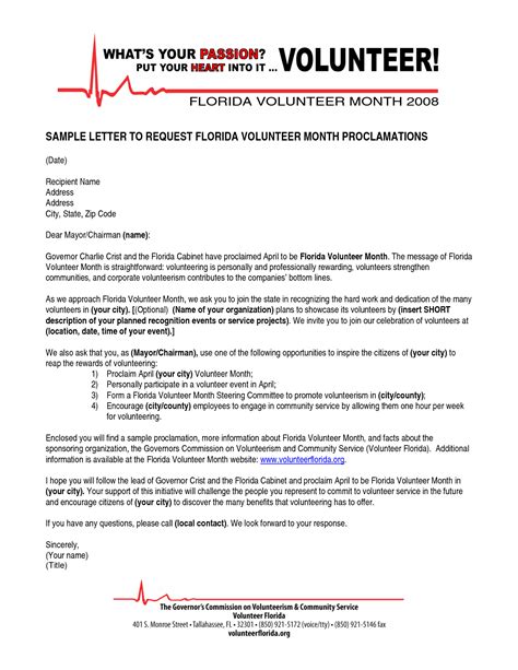 Letter For Volunteer Work