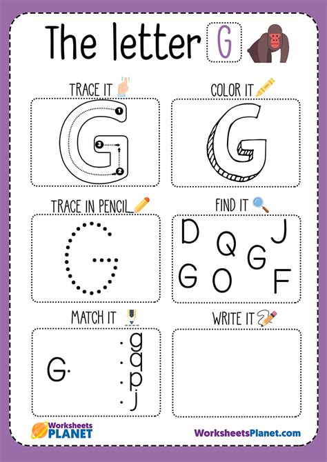 Letter G Kindergarten Worksheets