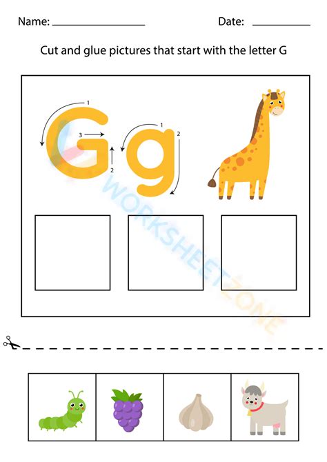 Letter G Worksheets Cut And Paste