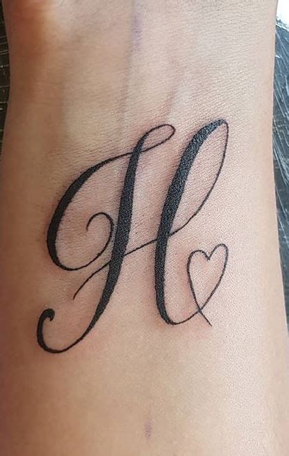 Grey H Letter With Crown Tattoo On Shoulder Tattooshunt