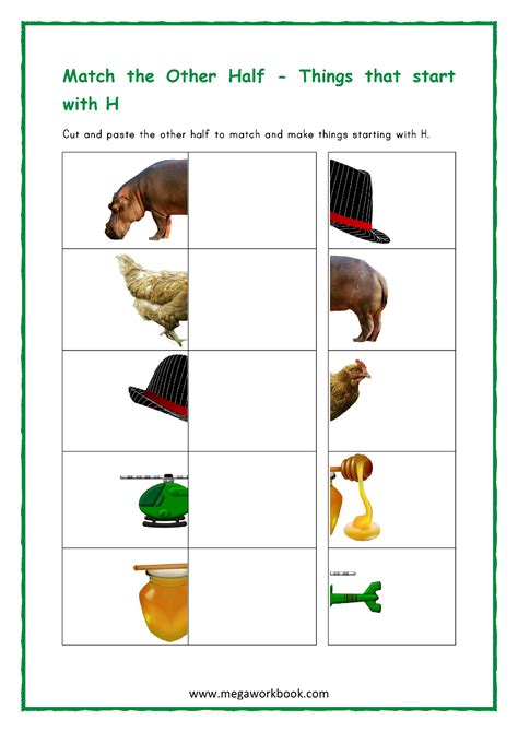 Letter H Worksheets Cut And Paste