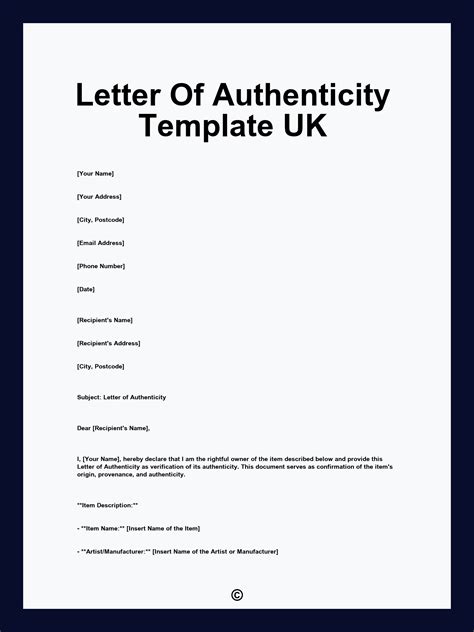 Letter Of Authenticity (Float)