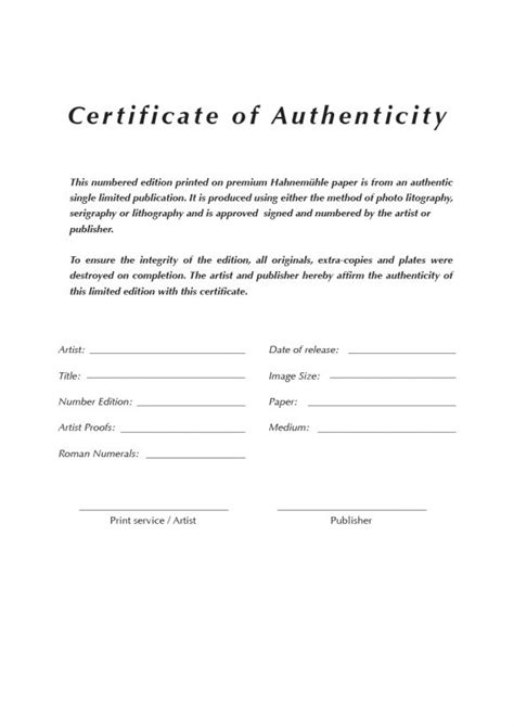 Letter Of Authenticity (Treading Part)