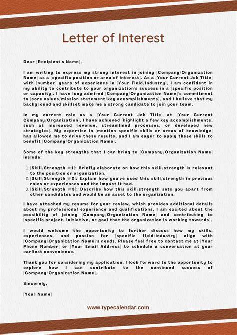 Letter Of Interest For A Position