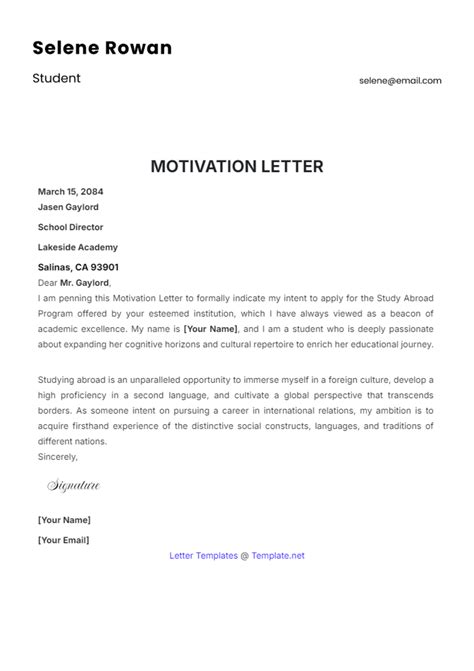 Letter Of Motivaton