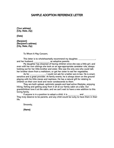 Letter Of Recommendation For Adoption Template