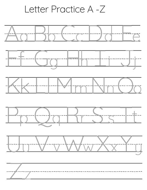 Letter Practice Sheets Printable