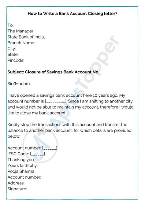 Letter To Bank Closing Account Template