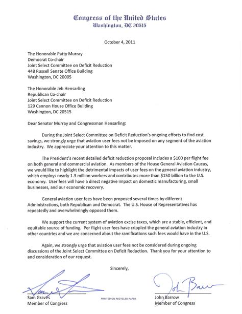 Letter To Congressman Template