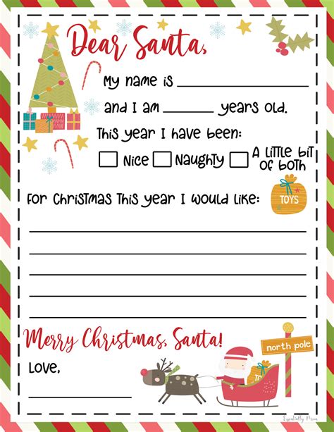 Letter To Santa Free Printable Template