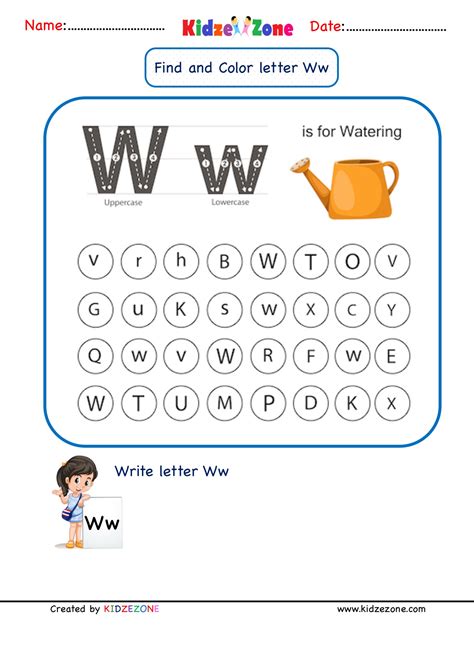 Letter W Worksheets For Kindergarten