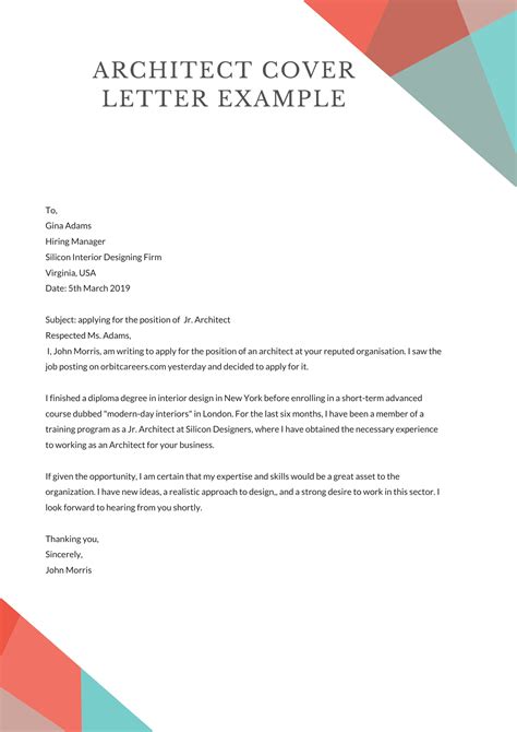 Cover Letter Examples for Interior Design: Following Etiquette