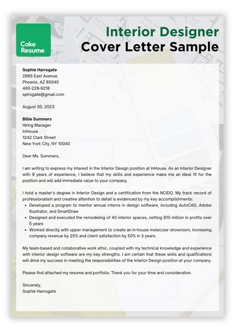 Letter Writing Etiquette interior design cover letter no experience