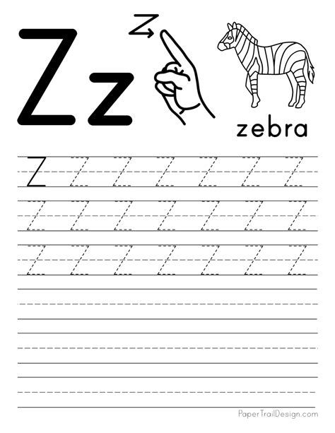 Letter Z Tracing Worksheets