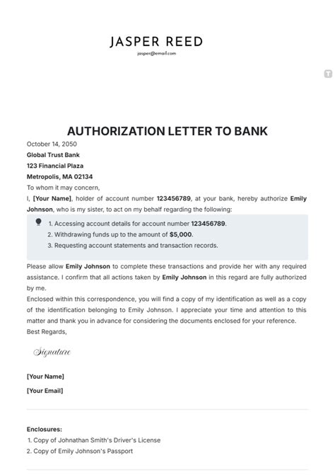 4+ Sample Of Authorization Letter for Bank Templates