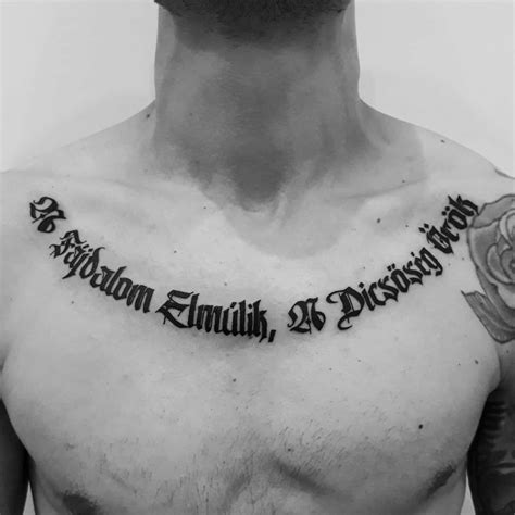 Lettering On Chest Tattoo