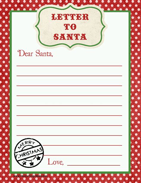Letters To Santa Template Free
