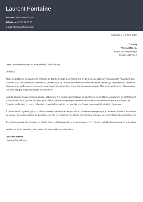 Format de Lettre de Motivation pour CDI Emploi Lettre Word