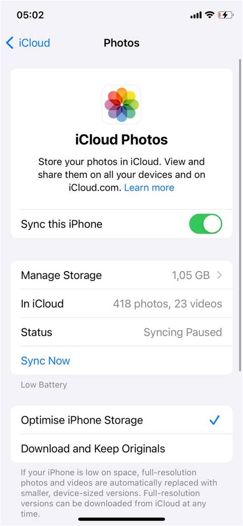 Leveraging iCloud Photos Optimization