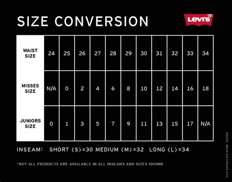 Levis Uk Size Chart