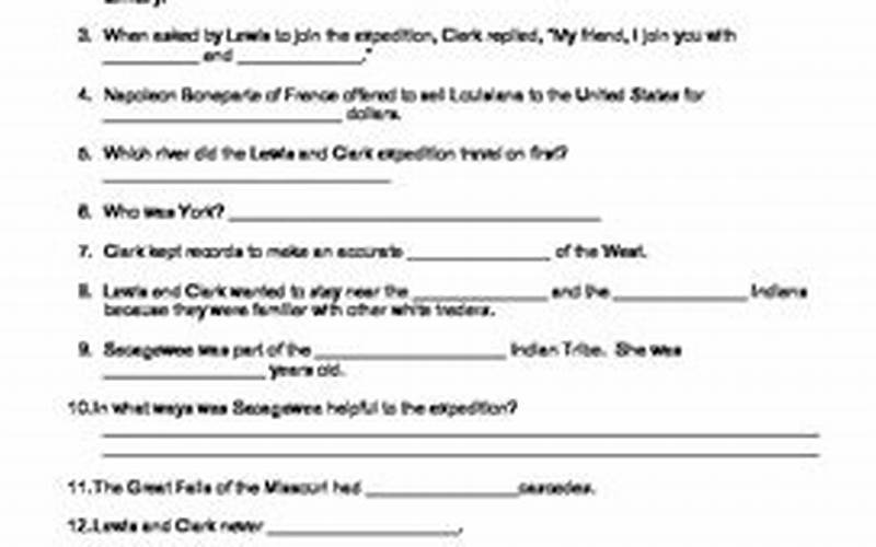 Lewis And Clark Great Journey West Video Worksheet Answers