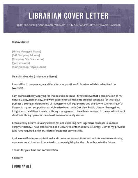 Librarian Cover Letter and Resume Examples