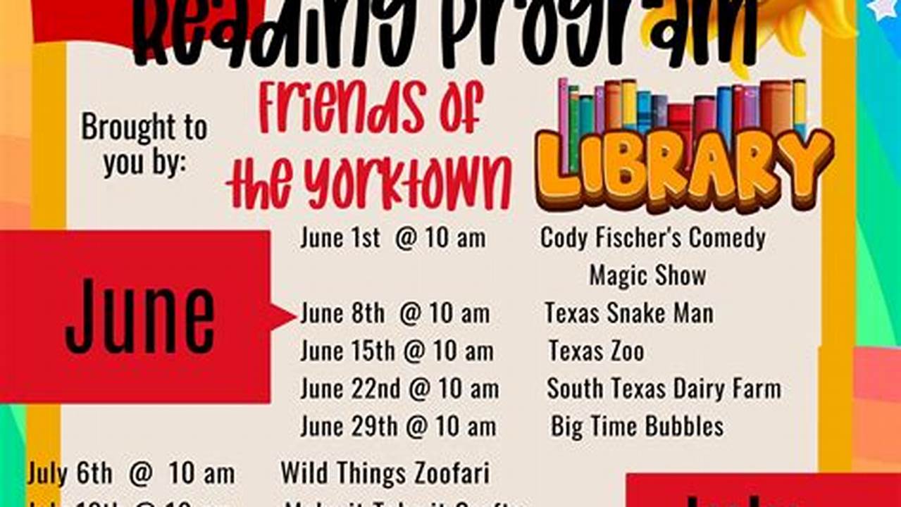 Library Summer Reading Program 2024 Schedule