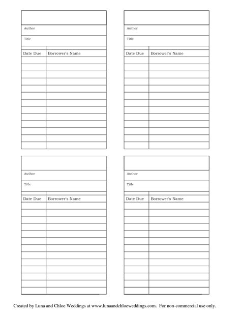 Library Card Template Printable
