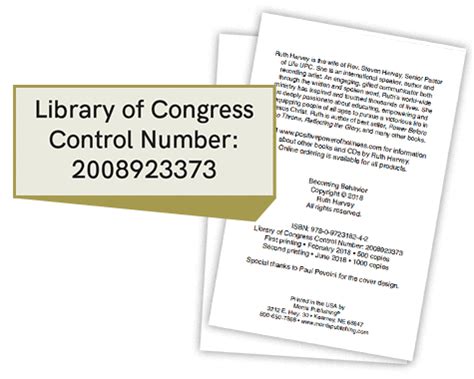 Library Of Congress Cataloging In Publication Control Number