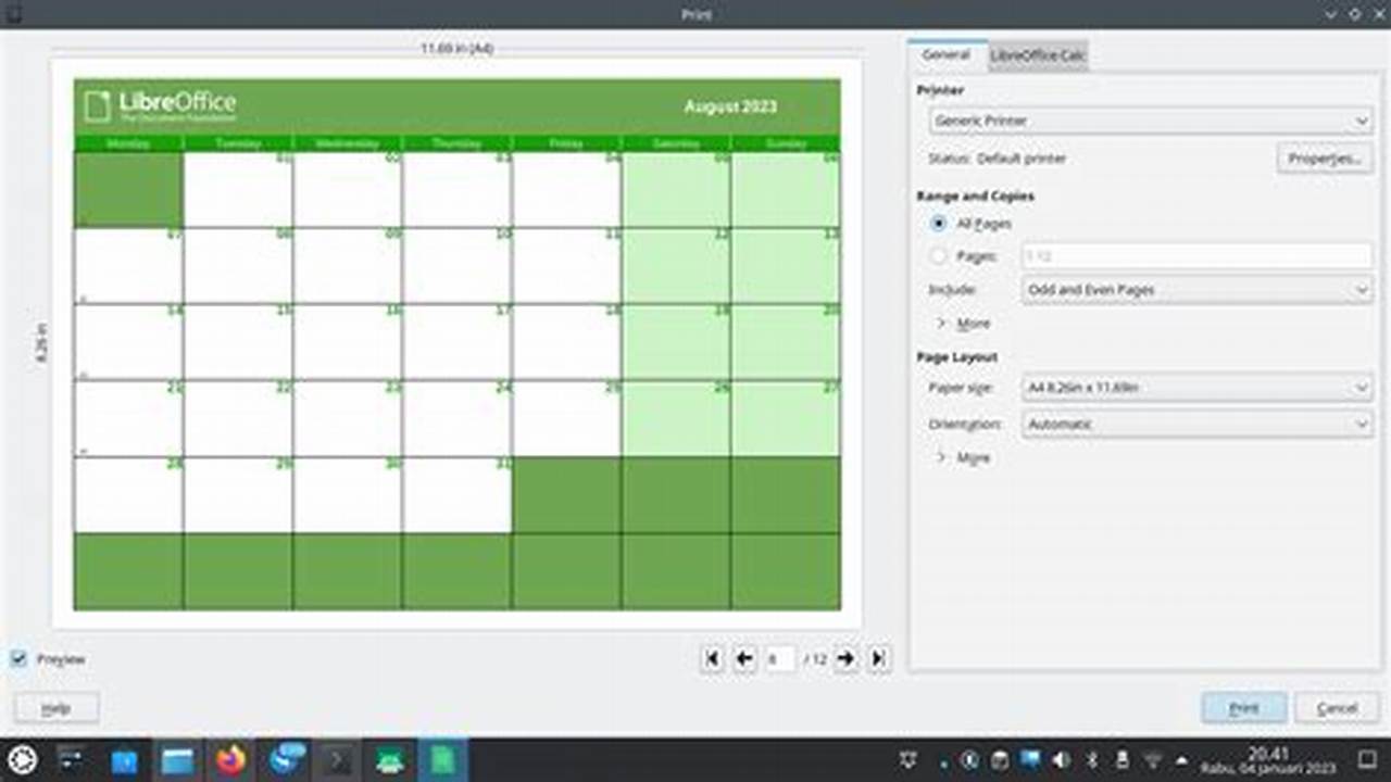 Libre Calendar Template