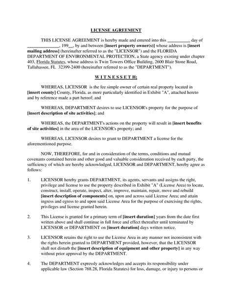 Licence Agreement Template Free DocTemplates